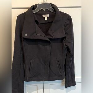 Ann Taylor LOFT Moto Jacket Blazer Dark Gray  Asymmetrical Zip Womens Sz M NWOT